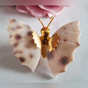 Vintage 80s Brown Spotted Butterfly Pin/Brooch